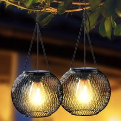 Solar Lanterns Outdoor, Ortiny Upgraded Solar Lights for Outside Decorative Outdoor Hanging Lights for Halloween Christmas Waterproof Solar Lanterns L