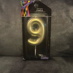 Gold Number 9 Birthday Candle Party Decoration