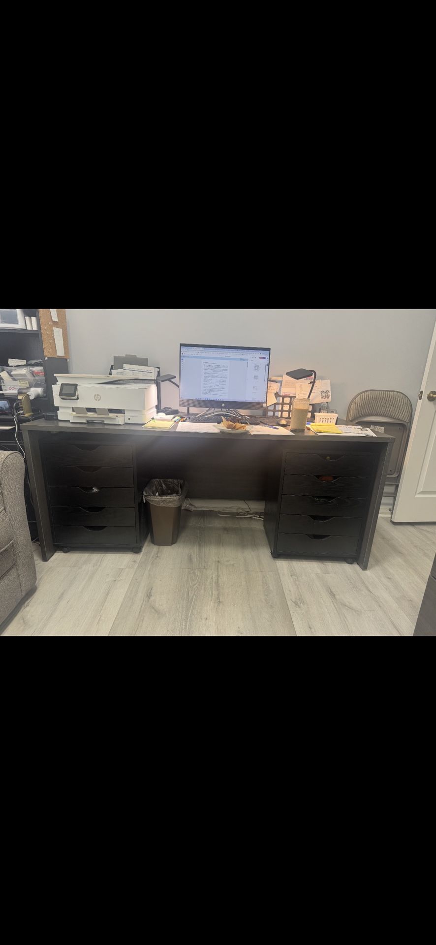 Desk With 2 Under Wheeled Cabinet Drawers
