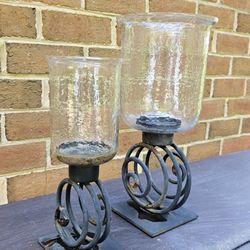 2 Glass Candle Holders