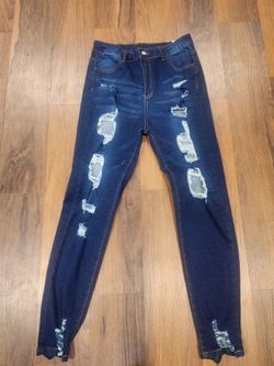 Dark Wash Distressed Skinny Jeans Size Medium