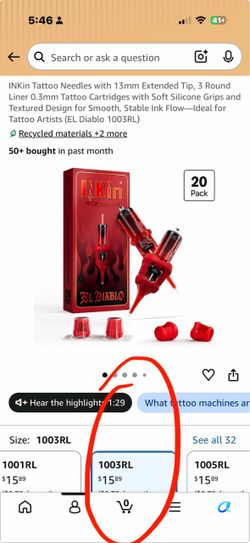 INKin Tattoo Needles with 13mm Extended Tip, 3 Round Liner 0.3mm Tattoo Cartridges with Soft Silicone Grips and Textured Design for Smooth, Stable Ink