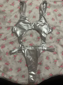 Women's Liquid One Piece Swimsuit Shiny Metallic Leotard Bodysuits Hollow Out swimsuit