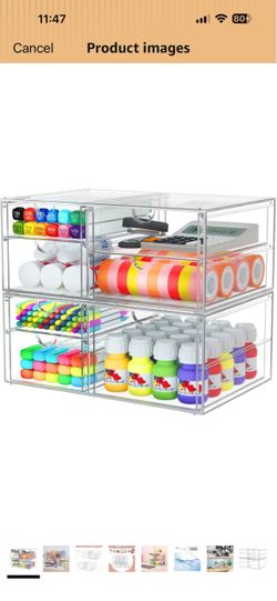 Acrylic 7-Drawer Makeup & Storage Organizer for Bath,Desk Smooth-glide drawers, clear body, dustproof, wipe clean, for office supplies, pens, rings, e