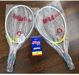 New w/tags 2 USTA Redball Tennis Rackets Racquets 2 Pack Balls in Box