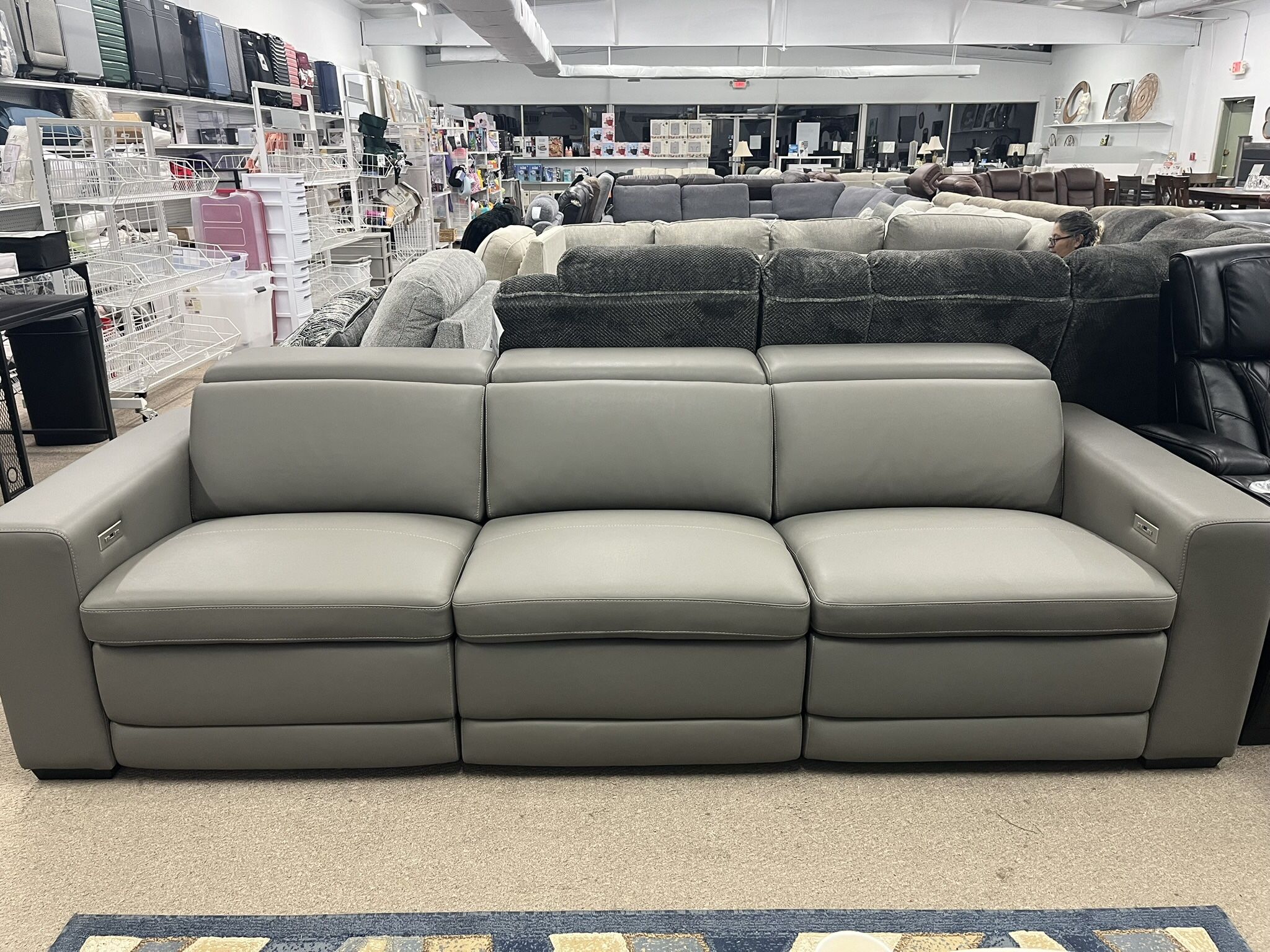 Genuine Leather Power Recliner Power Headrest Sofa 