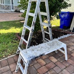 Ladder and work platform