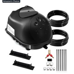 Luckerain Pond Aerator - 16000 Gallon Aerator for Outdoor Ponds, 2 Weighted Air Lines and 2 Submersible Diffusers, Black