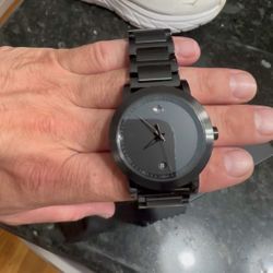 Movado, Museum Model, Black On Black, Diamond Pendant