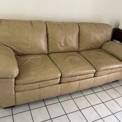 Tan lather couch