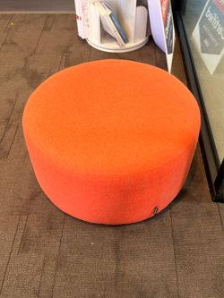 Set of 2 Orange Upholstered Ottomans