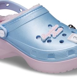 Crocs Women's Mean Girls Classic Platform Clogs Shoes - Blue & Pink - Size 8 And 9