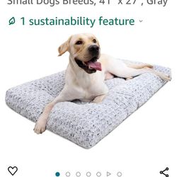 Washable Dog Bed Deluxe Plush Dog Crate Beds Fulffy Comfy Kennel Pad Anti-Slip Pet Sleeping Mat for Large, Jumbo, Medium, Small Dogs Breeds, 41" x 27"