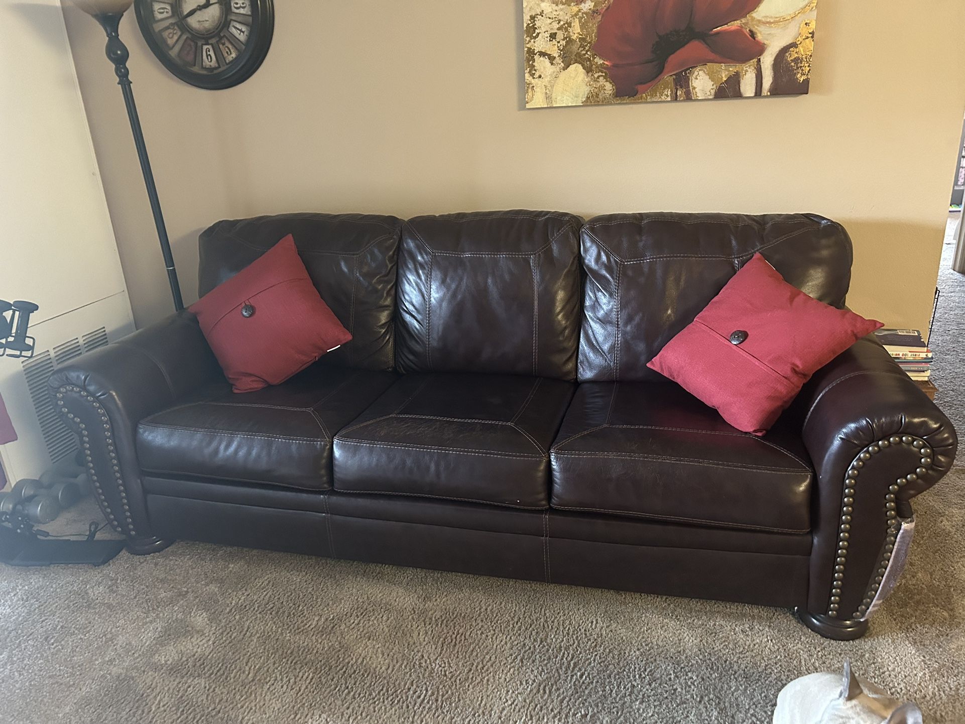 Free Leather Couch W Pull Out Bed 