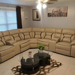 Amite Beige Power Reclining Sectional /couch  /Living room set 