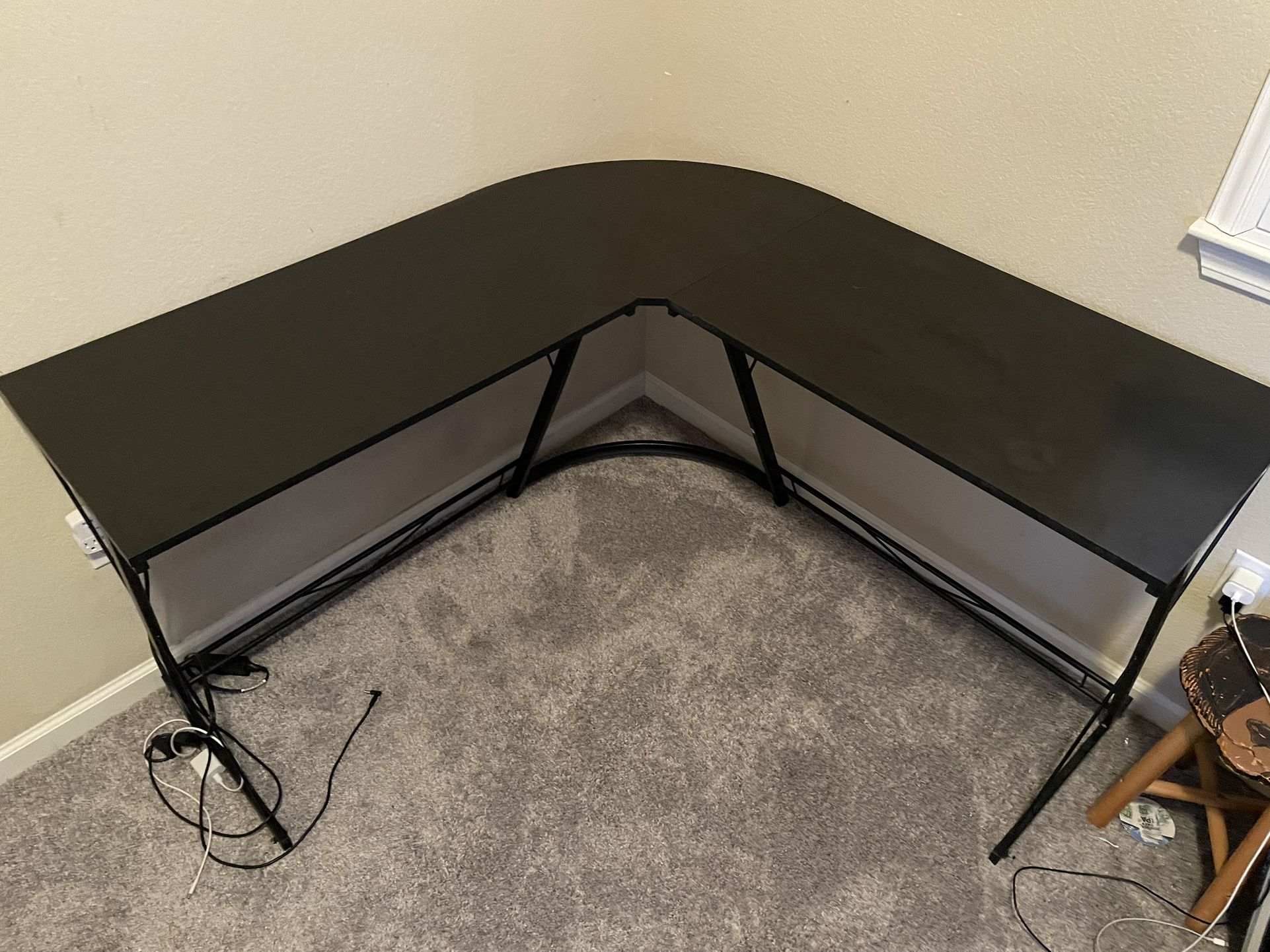 Black Wood L Shaped Office/Gaming Desk