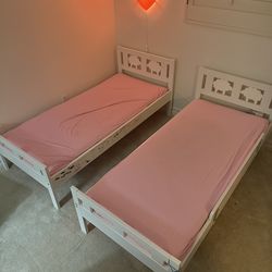 Two White Toddler Beds