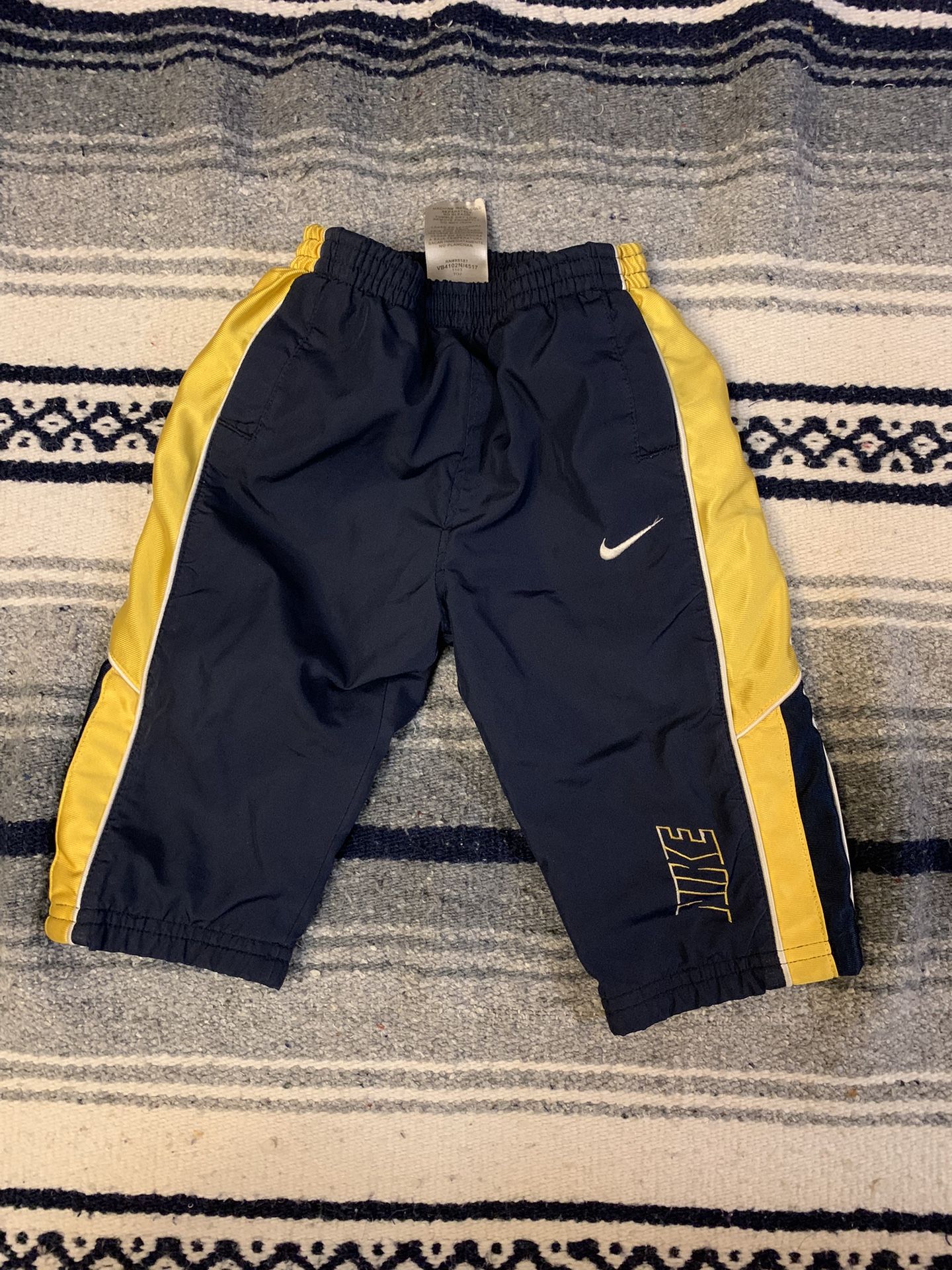 Y2K Nike Infant Blue & Yellow Embroided Sweat Pants Size 12 Months