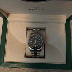 41 mm Black Dial Oyster Datejust Rolex Watch 