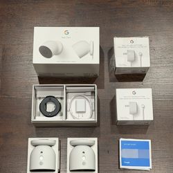 2-Pack Google Nest Cam (Outdoor/Indoor, Battery) + 2-Pack 10M (33ft) Weatherproof Cable – Complete Bundle - Open box - Like New - Never Used