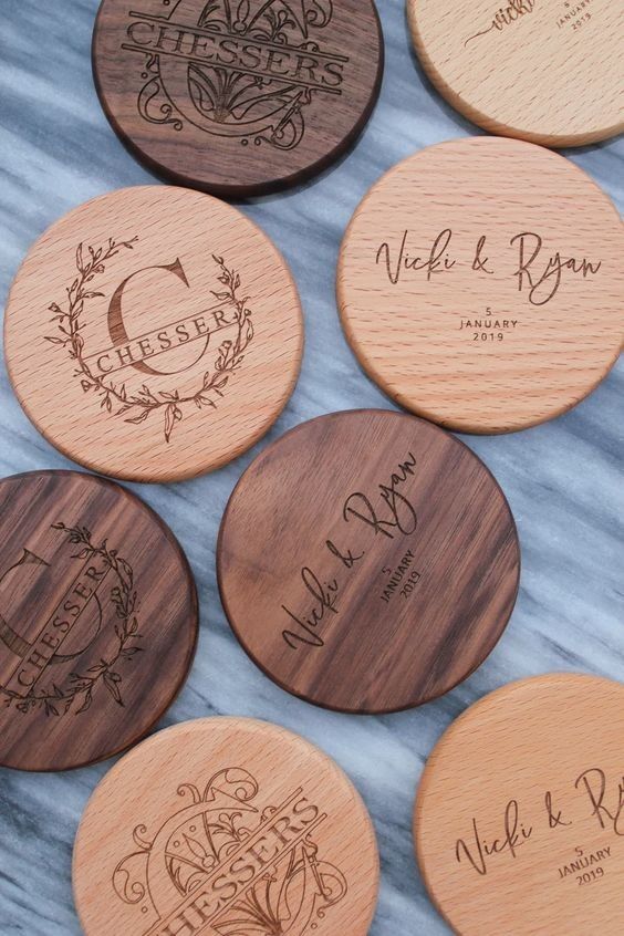 Custom Wood Coaster Laser Engraved Personalized