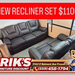 New leather recliner sofa and loveseat