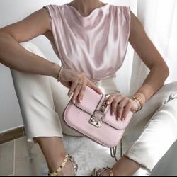 Zara XS Blush Pink Draped Bodysuit