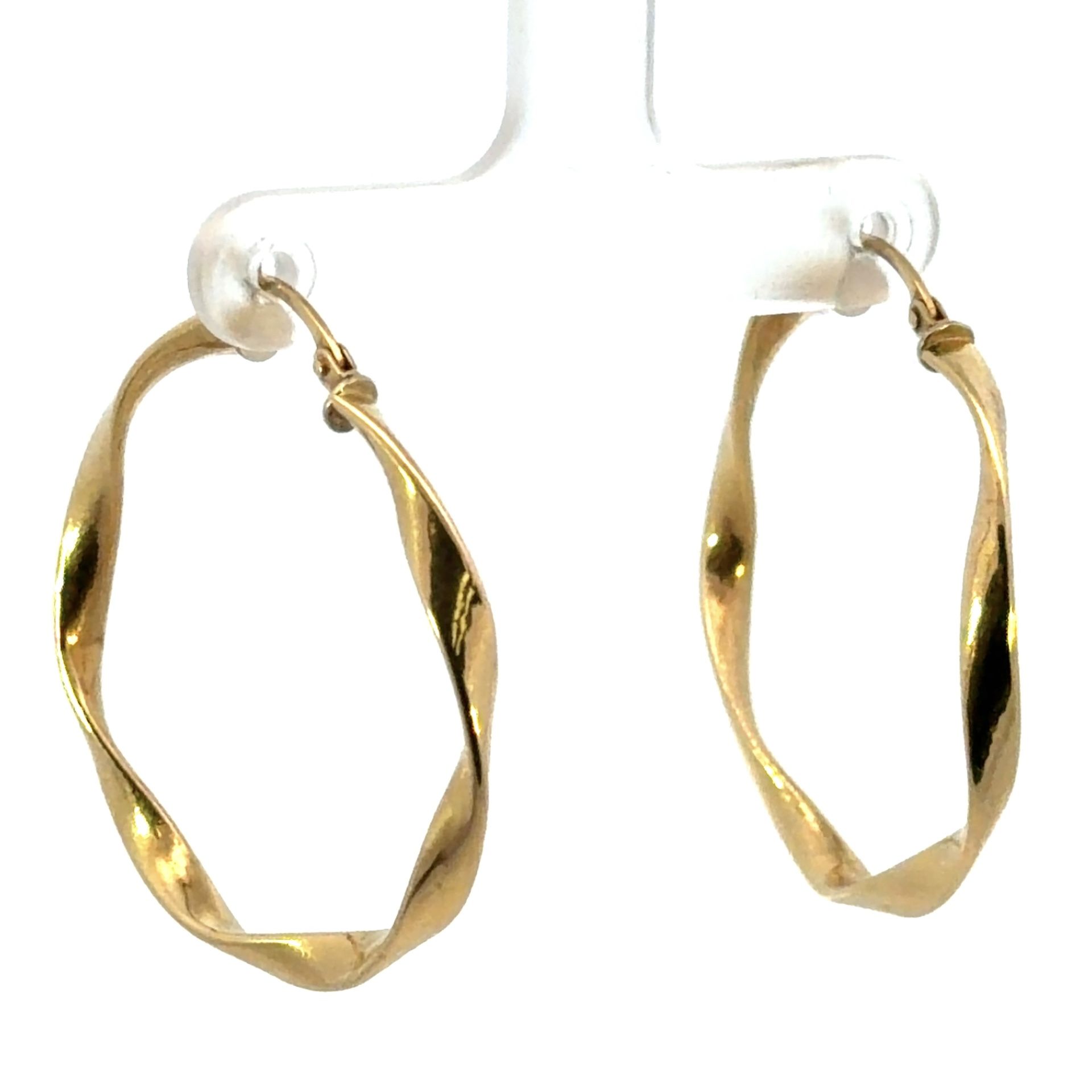 Woman’s Ladies 18k Yellow Gold 1.25” Inch Hinged Twisted Hoop Earrings GP3113181