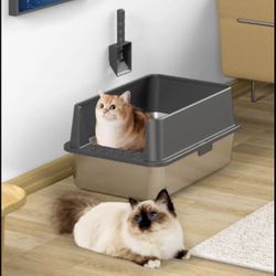 NEW XL STAINLESS STEEL LITTERBOX WITH LID AND SCOOP