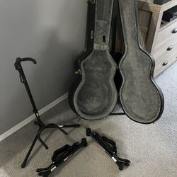 TKL Acoustic 6 String Dreadnought Guitar Case And 3 Guitar Stands. 
