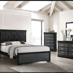 Queen Bed Frame - Headboard, Footboard & Rails 