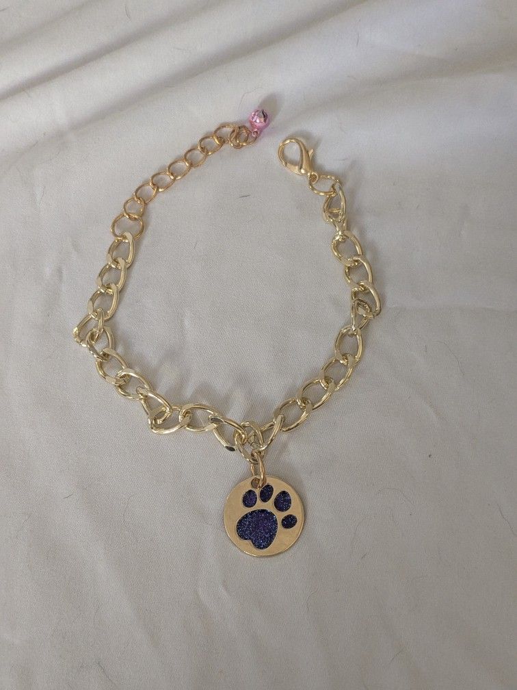Small Necklace with Paw Print Charm for Pet