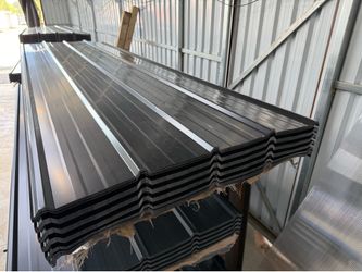12FT x 3FT Jet Black Metal Ribbed Roofing / Siding Panels, 29 Gauge