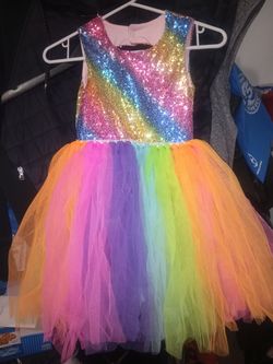 Girls Rainbow Sequin Tutu Dress