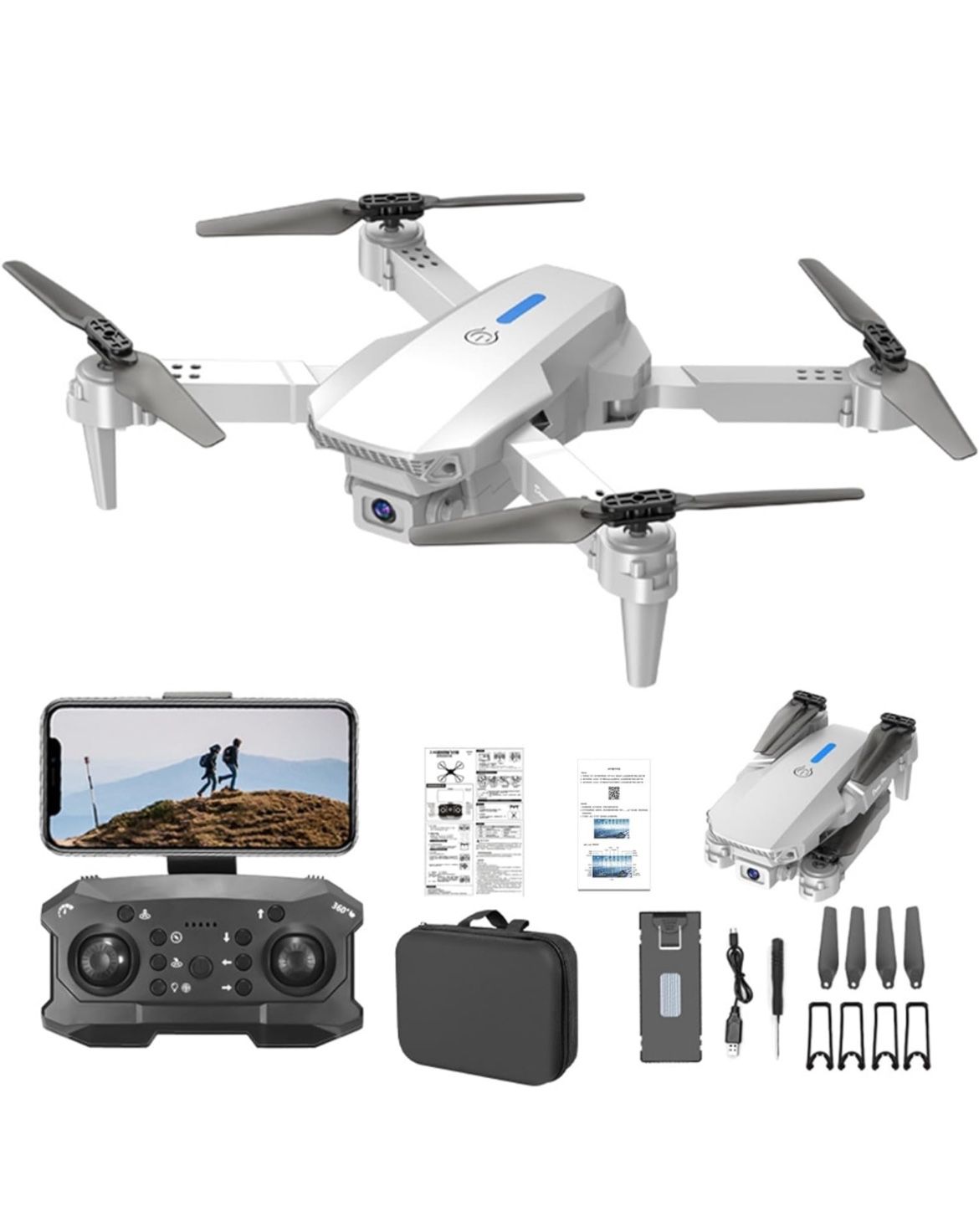 Drones With Dual Camera For Adults 1080P, Foldable Drone with Carrying Case, FPV Drone With Altitude Hold, 360° Flip, To