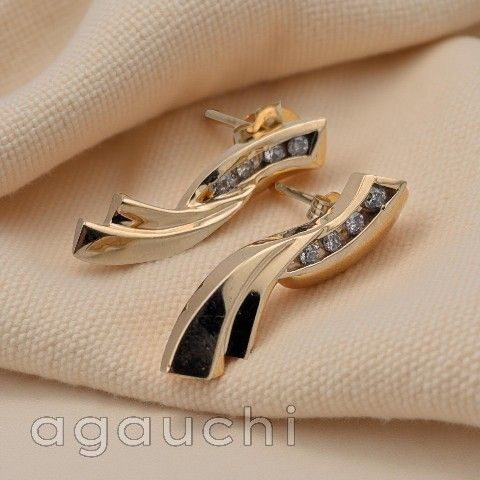 14K✨Yellow Gold💎 0.15 CT Diamond💎Earrings 