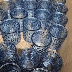 60PCS Large Votive Candle Holders Blue Tea Color