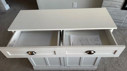 White Wood Sideboard Buffet Cabinet with Drawers