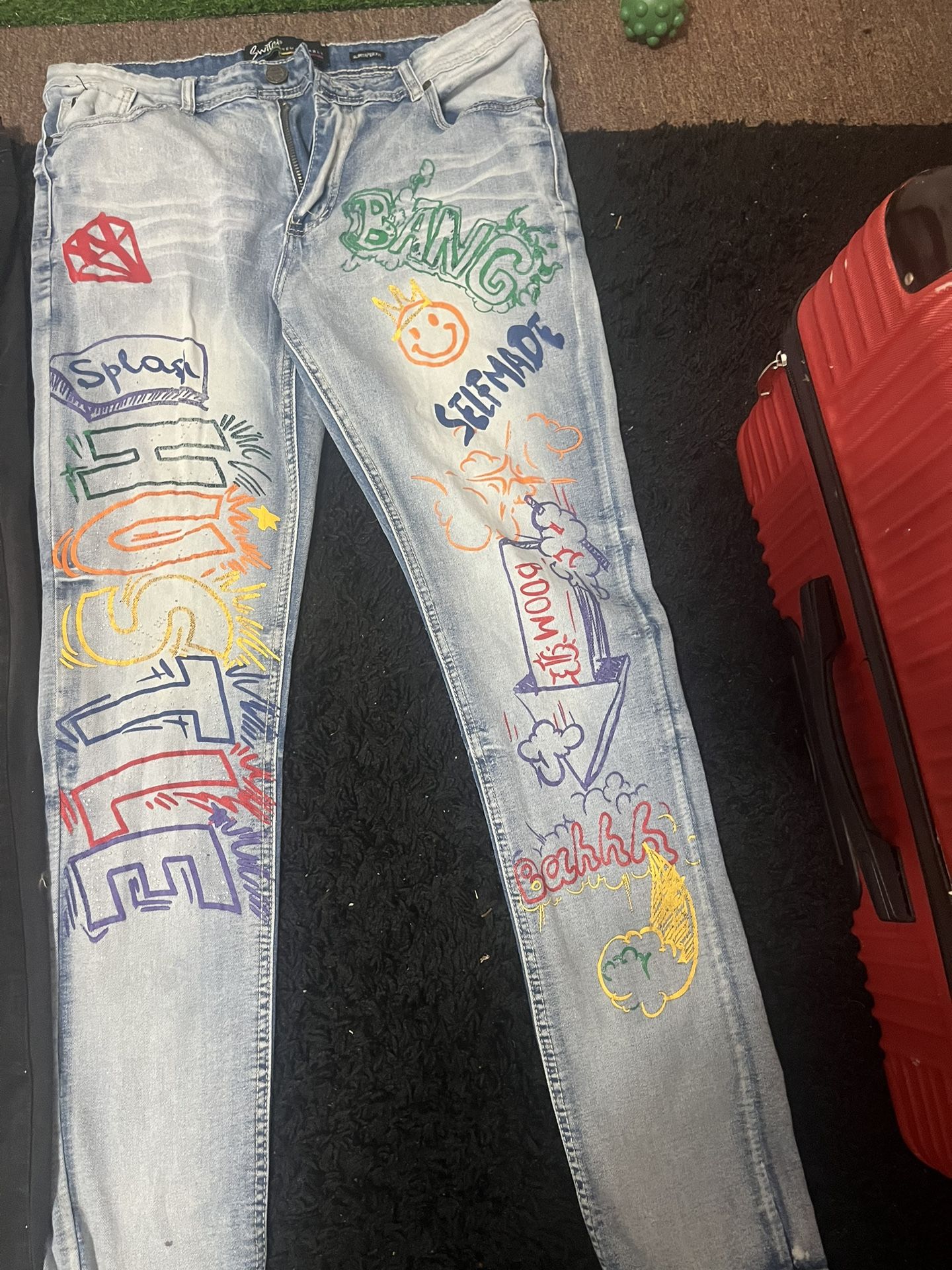 Graffiti Fitted Jeans