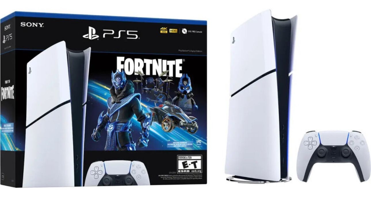 Brand New In Box Sony - PlayStation 5 Slim Console Digital Edition, Fortnite Cobalt Star Bundle