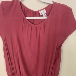 Dress by A New Day Color Dusty Rose Cinched Waist has a slit & pockets Sz. W. XS