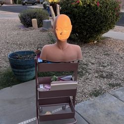 💆‍♀️ Esthetician Training Set – Practice Mannequin Head + Rolling Storage Cart 💆‍♀️ $85 (for both)