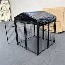 (NEW) $170 Heavy Duty Kennel with Cover Dog Cage Crate Pet Playpen (4’L x 4’W x 4.5’H) 