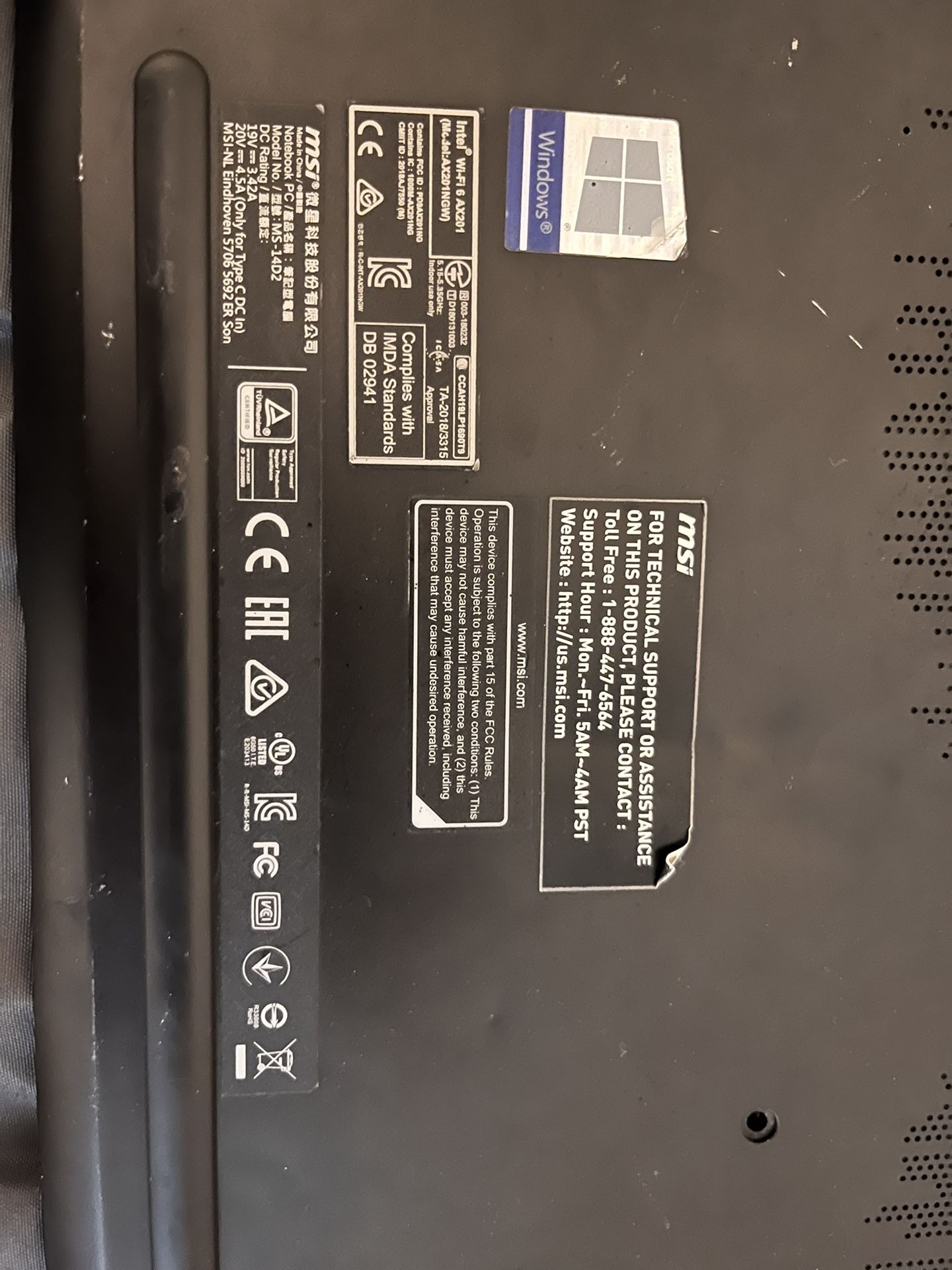 MSI Summit B14 A11m Bottom Cover