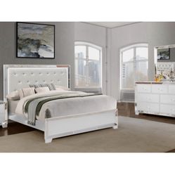 4-Pc Bedroom Set Queen Bed ,Dresser,Mirror, Nightstand #1 (Not Including mattress and box)