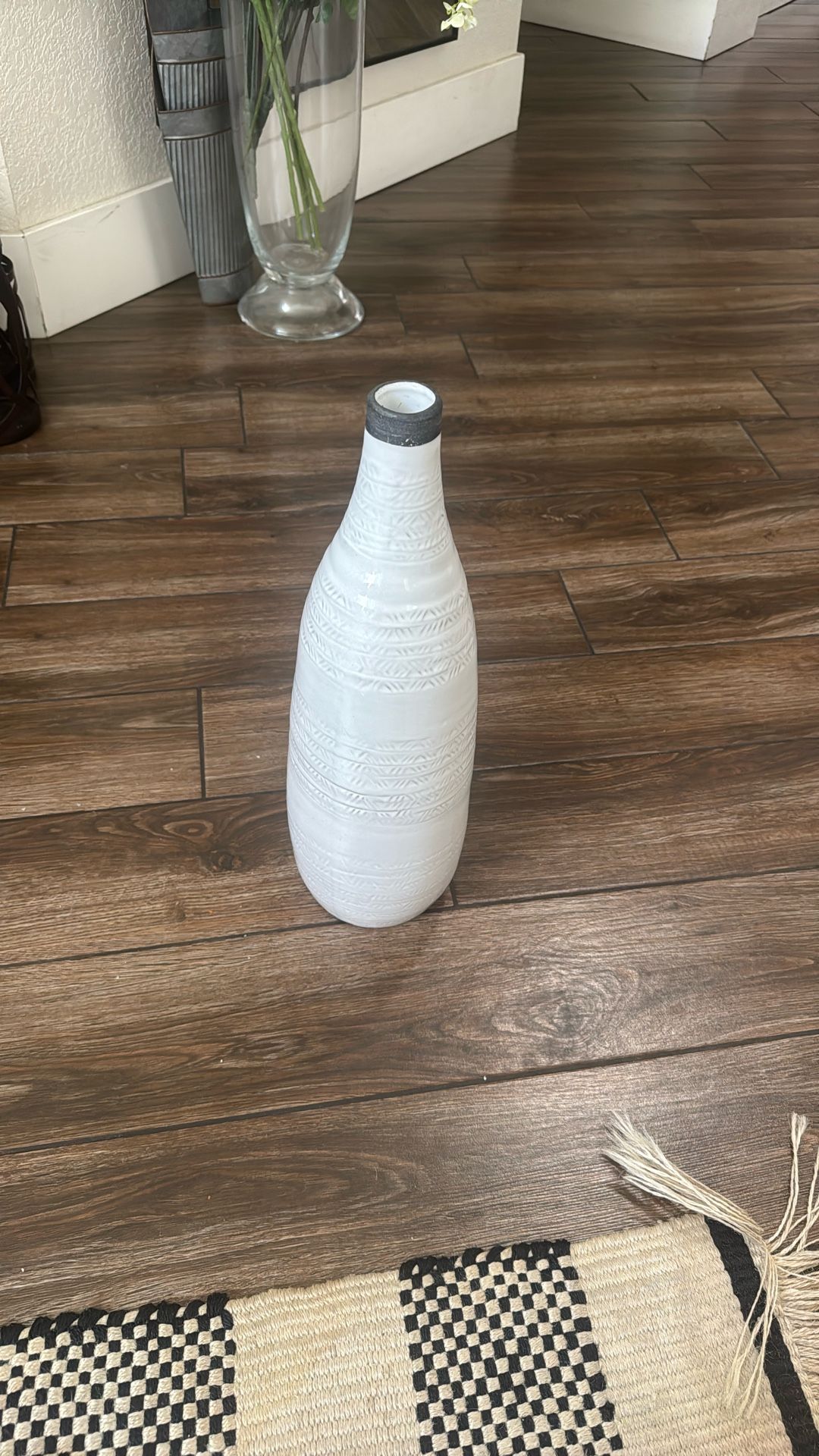 White flower vase
