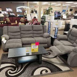 Tulen Gray Reclining Sofa And Loveseat Living Room Set 