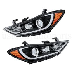 Headlight Pair Halogen For 2017 2018 Hyundai Elantra Headlamp Passenger Driver