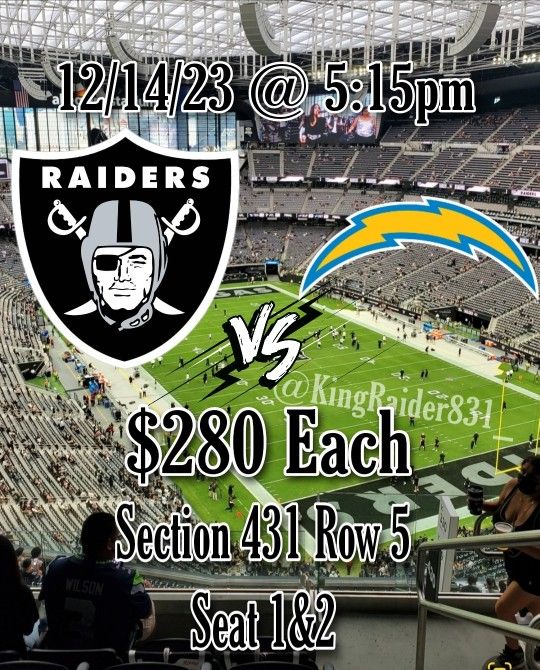 Raiders VS Chargers Game For Sale