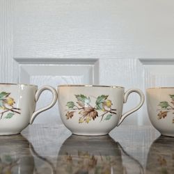 Vintage French Saxon China Cups-Set Of 3